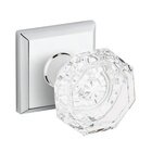 Full Dummy Crystal Door Knob with Traditional Square Rose in Polished Chrome