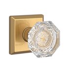 Single Dummy Crystal Door Knob with Traditional Square Rose in PVD Lifetime Satin Brass
