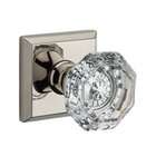 Passage Crystal Door Knob with Traditional Square Rose in Polished Nickel