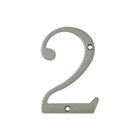 Solid Brass 4" Residential House Number 2 in Brushed Nickel