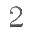 Solid Brass 4" Residential House Number 2 in Antique Nickel