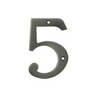 Solid Brass 4" Residential House Number 5 in Antique Nickel
