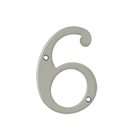 Solid Brass 4" Residential House Number 6 in Brushed Nickel