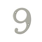 Solid Brass 4" Residential House Number 9 in Brushed Nickel