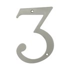 Solid Brass 6" Residential House Number 3 in Brushed Nickel