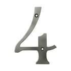 Solid Brass 6" Residential House Number 4 in Antique Nickel