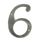 Solid Brass 6" Residential House Number 6 in Antique Nickel