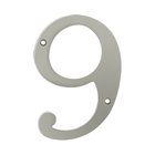 Solid Brass 6" Residential House Number 9 in Brushed Nickel