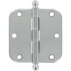 3 1/2" x 3 1/2" 5/8" Radius/Heavy Duty Door Hinge with Ball Tips (Sold as a Pair) in Polished Chrome