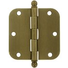 3 1/2" x 3 1/2" 5/8" Radius/Heavy Duty Door Hinge with Ball Tips (Sold as a Pair) in Antique Brass