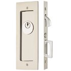 Modern Rectangular Keyed Pocket Door Mortise Lock in Polished Nickel
