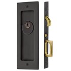 Modern Rectangular Keyed Pocket Door Mortise Lock in Flat Black