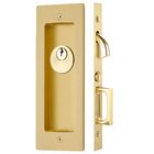 Modern Rectangular Keyed Pocket Door Mortise Lock in Satin Brass