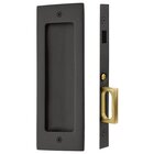 Modern Rectangular Dummy Pocket Door Mortise Lock in Flat Black