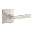 Right Handed Double Dummy Hammered Door Lever with Hammered Rose in Satin Nickel