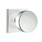 Privacy Round Door Knob With Square Rose in Polished Chrome