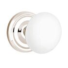 Double Dummy Ice White Porcelain Knob With Regular Rosette  in Polished Nickel