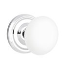 Double Dummy Ice White Porcelain Knob With Regular Rosette  in Polished Chrome