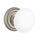 Passage Ice White Porcelain Knob With Regular Rosette  in Pewter