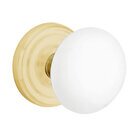 Passage Ice White Knob And Regular Rosette With Concealed Screws  in Satin Brass