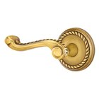 Passage Left Handed Rope Lever With Rope Rose in French Antique Brass