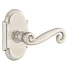 Privacy Right Handed Rustic Door Lever With #8 Rose in Satin Nickel