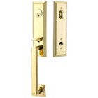 Single Cylinder Wilshire Handleset with Waverly Knob in Polished Brass