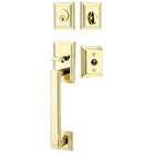 Single Cylinder Hamden Handleset with Lowell Crystal Knob in Polished Brass