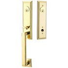 Double Cylinder Wilshire Handleset with Ebony Knob in Polished Brass