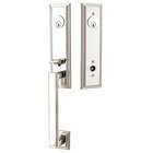 Double Cylinder Wilshire Handleset with Ice White Knob in Polished Nickel