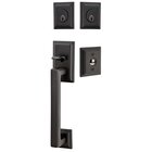 Double Cylinder Hamden Handleset with Old Town Crystal Knob in Flat Black