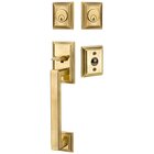 Double Cylinder Hamden Handleset with Lowell Crystal Knob in French Antique Brass