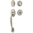 Double Cylinder Saratoga Handleset with Ice White Knob in Pewter