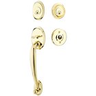 Double Cylinder Saratoga Handleset with Ice White Knob in Polished Brass
