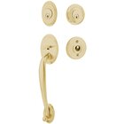 Double Cylinder Saratoga Handleset with Modern Square Crystal Knob in Satin Brass