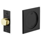 Tubular Square Passage Pocket Door Lock in Flat Black