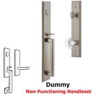 One-Piece Dummy Handleset with D Grip and Bordeaux Knob in Satin Nickel