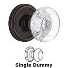 Single Dummy Classic Rosette with Round Clear Crystal Glass Door Knob in Timeless Bronze