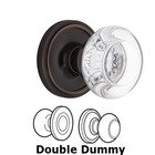 Double Dummy Classic Rosette with Round Clear Crystal Glass Door Knob in Timeless Bronze