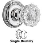 Single Dummy Knob - Rope Rose with Crystal Knob in Bright Chrome