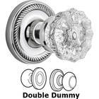 Double Dummy Knob - Rope Rose with Crystal Knob in Bright Chrome