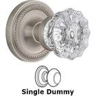 Single Dummy Knob - Rope Rose with Crystal Door Knob in Satin Nickel