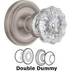 Double Dummy Knob - Rope Rose with Crystal Door Knob in Satin Nickel
