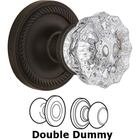 Double Dummy Knob - Rope Rose with Crystal Door Knob in Oil Rubbed Bronze