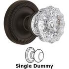 Single Dummy Knob - Rope Rose with Crystal Door Knob in Oil Rubbed Bronze