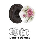 Double Dummy Set - Rope Rosette with White Rose Porcelain Door Knob in Timeless Bronze