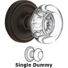 Single Dummy Classic Rose with Round Clear Crystal Knob in Oil Rubbed Bronze