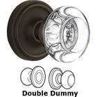 Double Dummy Classic Rose with Round Clear Crystal Knob in Oil Rubbed Bronze