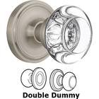 Double Dummy Classic Rose with Round Clear Crystal Knob in Satin Nickel