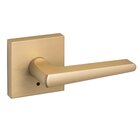 Ridgecrest Modern Basel Privacy Door Lever with Square Rosette in Satin Brass